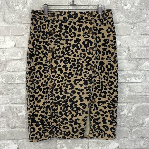 Mustard Seed Animal Print Open Slit Skirt - Picture 1 of 6